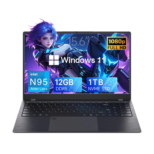 15,6 inç Dizüstü Bilgisayar DDR5 12 GB RAM 1 TB SSD Intel Celeron N95 İşlemci (3,4 GHz'e kadar) Windows 11 Pro Full HD IPS Ekranlı Dizüstü Bilgisayar WiFi 5 Bluetooth 5.0 Type-C HDMI USB 3.2